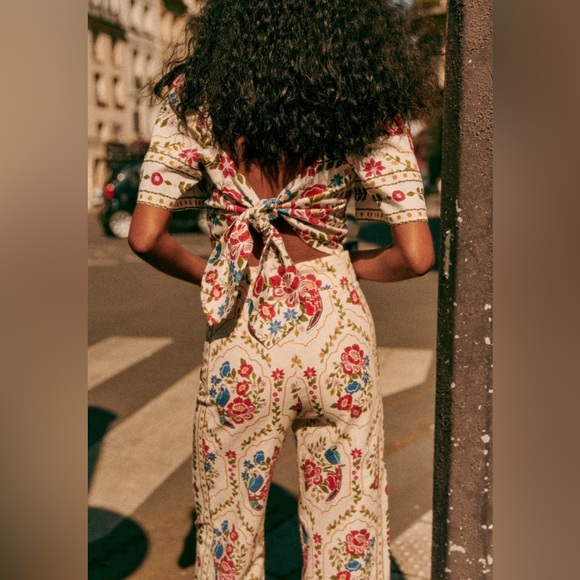 NWOT Sézane x FARM Rio Tiago Pants in Jardim Romântico - Size 10 (FR42) - Picture 2 of 5